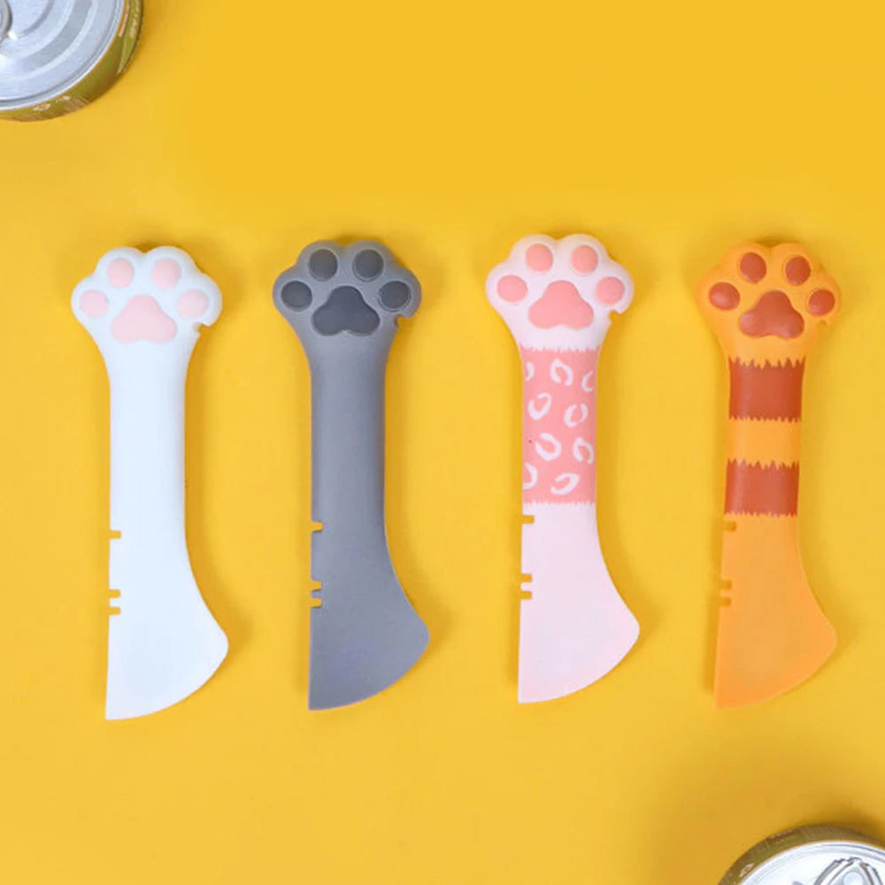 Cute Cats Paw Multifunction Pets Canned Spoon Plastic Jar Opener Puppy Feeding Food Scoop Cats Dogs Feeder Shovel Pets Tableware