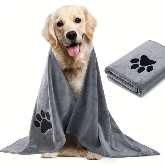 Microfiber Pet Bath Towel Embroidered Super Soft Absorbent Quick-Dry Thick Dog Cat Blanket For Dogs Bathrobe Grooming Supplies