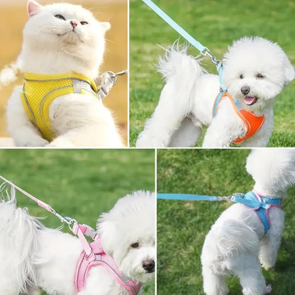 Pet Dog Cat Harness Escape Proof Safe Cat Vest Harness for Walking Outdoor Reflective Step-in Soft Mesh Pet Jacket Pet Dog Cat H