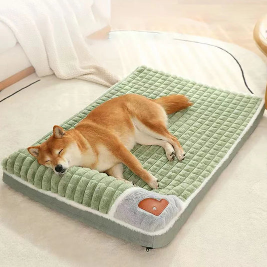 Bed: MADDEN Winter Warm Dog Mat Luxury Sofa for Small Medium Dogs Plaid Bed for Cats Dogs Fluff Sleeping Removable Washable Pet Beds