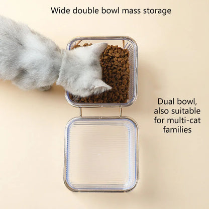 Pet bowl Transparent high foot cat bowl Drink water Cat food basin Dog pet easy to clean double bowl