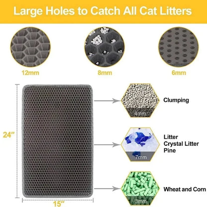 90X60CM Cat Litter Mat Waterproof Double Layer Pet Litter Box Mat Pet Toilet Cat Mat Nonslip Sand Cat Washable Mat Pet Clean