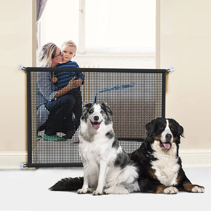 Portable Pet Dog Barrier Fences With 4Pcs Hook Pet Isolated Mesh Barrier Folding Breathable Mesh Playpen For Dog Safety Fence