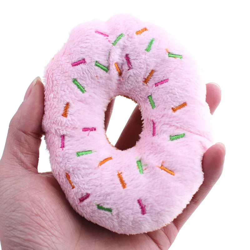 Soft Dog Donuts Plush Pet Dog Toys For Dogs Chew Toy Cute Puppy Squeaker Sound Toys Funny Puppy Small Medium Dog Interactive Toy