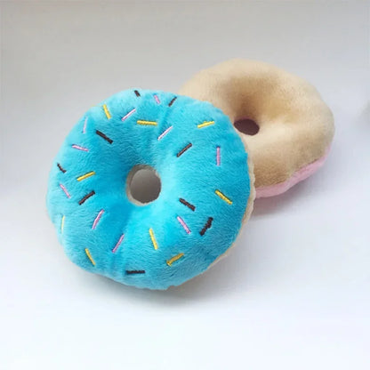 Soft Dog Donuts Plush Pet Dog Toys For Dogs Chew Toy Cute Puppy Squeaker Sound Toys Funny Puppy Small Medium Dog Interactive Toy