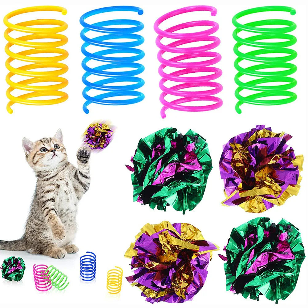 14 Pack Spring Paper Hair Ball Cat Toy Set Cat Toy Interactive  Pet Products for Cat Toys Pet Accessories