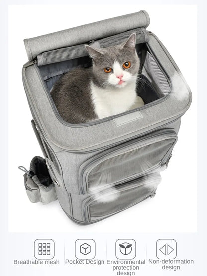 Double-layer Trolley Bag Pet Portable Outdoor Travel Silent Universal Wheel Breathable Cat Bag Dog Stroller Cats Carriers