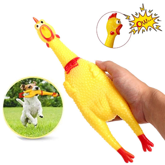 16cm 29cm 35cm New Pets Dog Squeak Toys Screaming Chicken Squeeze Sound Dog Chew Toy Durable Funny Yellow Rubber Vent Chicken