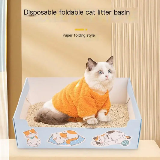 Disposable Portable Cat Litter Box Foldable Waterproof Large Space Groove Design Home Travel Cat dog Toilet Pet supplies