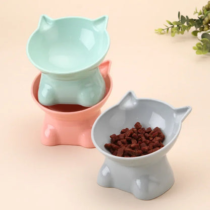 Tilted Dog Cat Food Bowl Pet Neck Protector Pet Feeding Dessert Snack Dish Plate