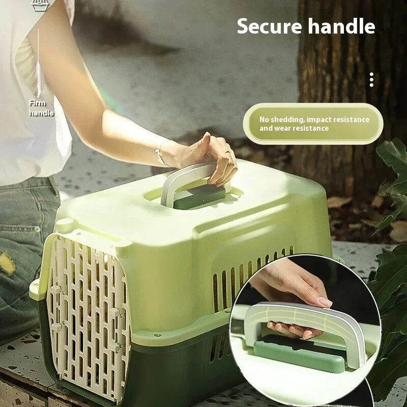 Portable Cat and Small Dog Carrier for Travel, Car Transportation, and Air Freight - Cage & Check Box with Air Holes