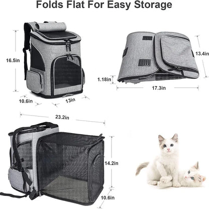 Pet Supplies Out Puppy Backpack Expandable Pet Bag Large Capacity Breathable Portable Cat Backpack Foldable Dog Bag