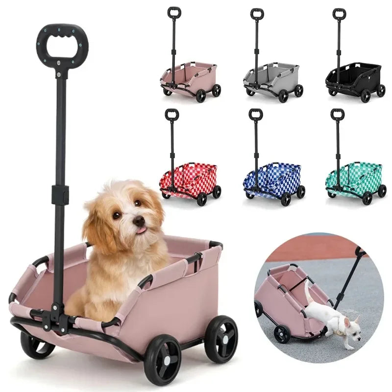 Bag: Foldable Small Pet Stroller, 4 Wheels, Dog,Cat,Teddy,Cart,Rolling Cat Carrier, Pet Carriage for Travelling, Shopping, Walking