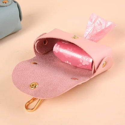 Stylish Pet Bag Holder Faux Leather Pet Poop Bag Holder with Dispenser for Dog Bags Portable Dog Poop Bag Organizer Supplies Pet