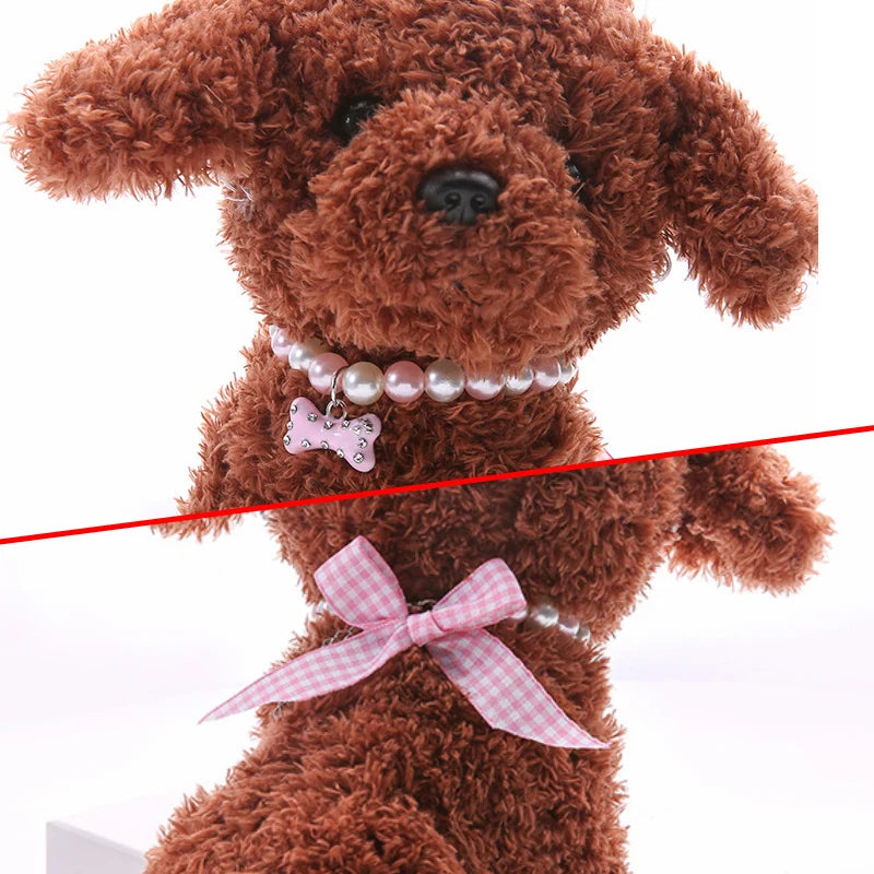 Pet Dog Pearl Necklace Cute Multiple Colour Bow Buckle Collar Suitable For Pets Clothing Decoration Cat Dogs Accessories