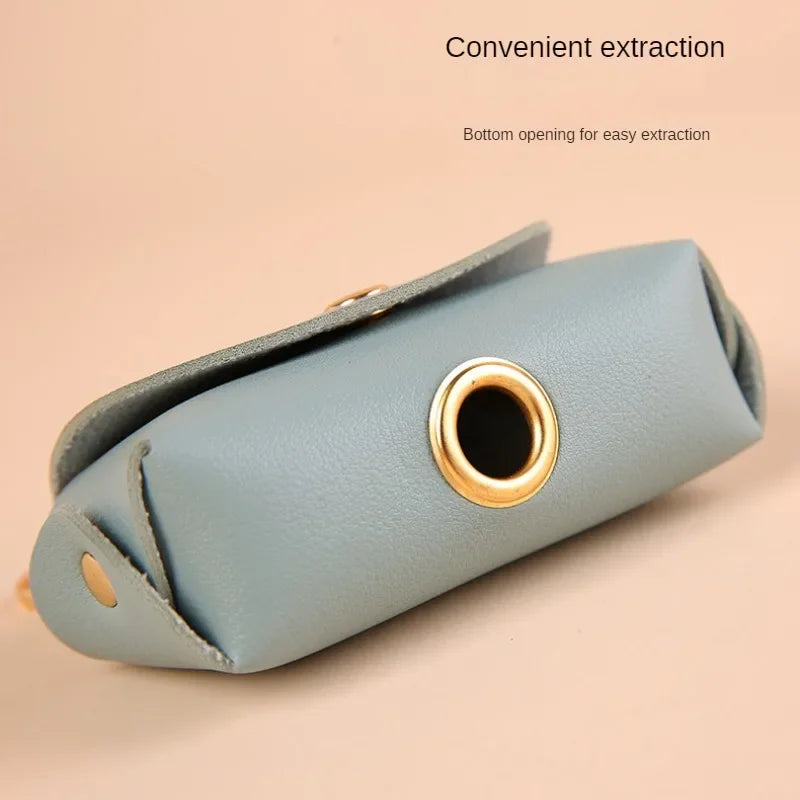 Stylish Pet Bag Holder Faux Leather Pet Poop Bag Holder with Dispenser for Dog Bags Portable Dog Poop Bag Organizer Supplies Pet