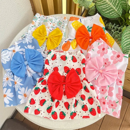 Spring Summer Dog Princess Dress Kitten Pet Skirt Cute Dog Dress Bow Lace for Small Medium Puppy Poodle Chihuahua