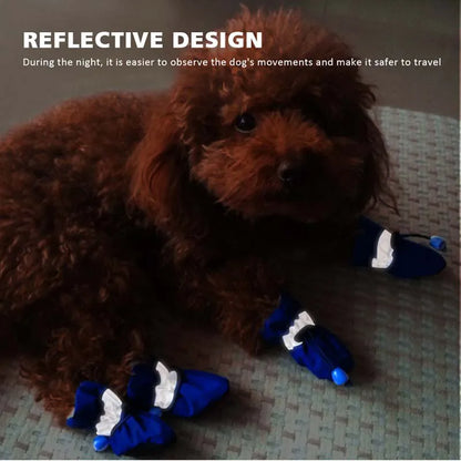 4pcs Antiskid Puppy Shoes Pet Protection Soft-soled Pet Shoes Winter Waterproof Prewalkers Soft Supplies Pet Paw Care Supplies