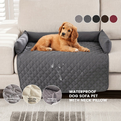 Premium Silky Velvet Pet Sofa Bed, Slip Resistant, Waterproof, Washable Couch Protector With Removable Bolster Cushions, Furniture Cover For Pets, Dogs, Cats Christmas Gift