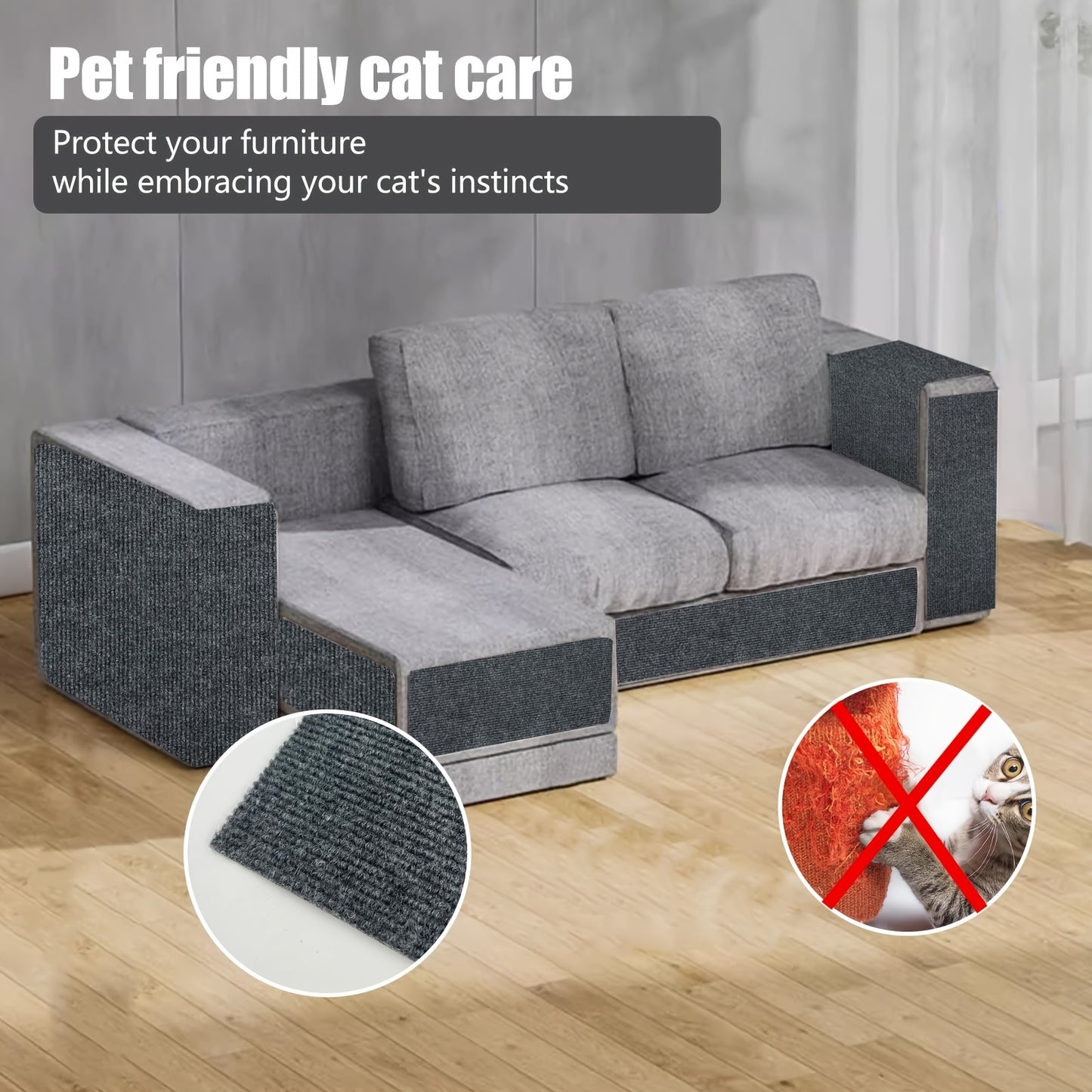 2pcs Cat Scratch Mats, Self-Adhesive Replacement Cat Scratching Mats, Cat Wall Furniture Protector, Wear Resistant Cat Mat Christmas Gift