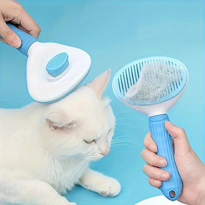 Dog and cat cleaning face comb, one click automatic hair removal, pet hair removal massage comb, cat and dog needle comb beauty cleaning brush