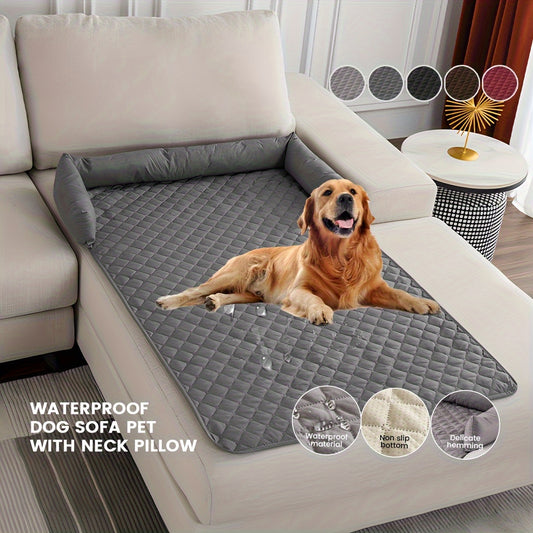 Premium Silky Velvet Pet Sofa Bed, Slip Resistant, Waterproof, Washable Couch Protector With Removable Bolster Cushions, Furniture Cover For Pets, Dogs, Cats Christmas Gift