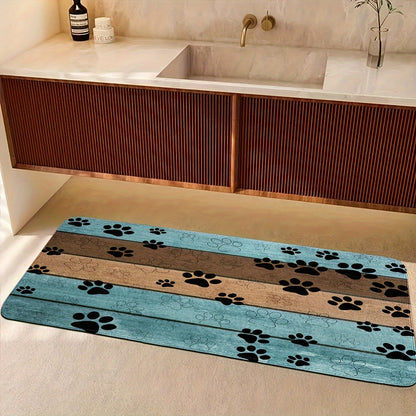 1pc Ultra-Absorbent Dog Paw Prints Doormat - Stylish Entrance Rug for Muddy Paws, Quick Drying, Non-slip Sleeping Blanket, Perfect for Busy Pet Homes