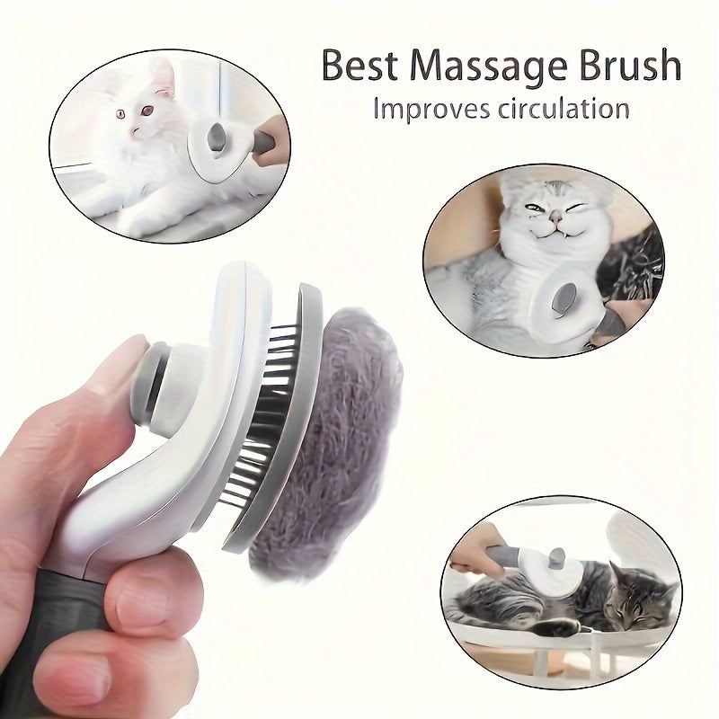 Dog and cat cleaning face comb, one click automatic hair removal, pet hair removal massage comb, cat and dog needle comb beauty cleaning brush