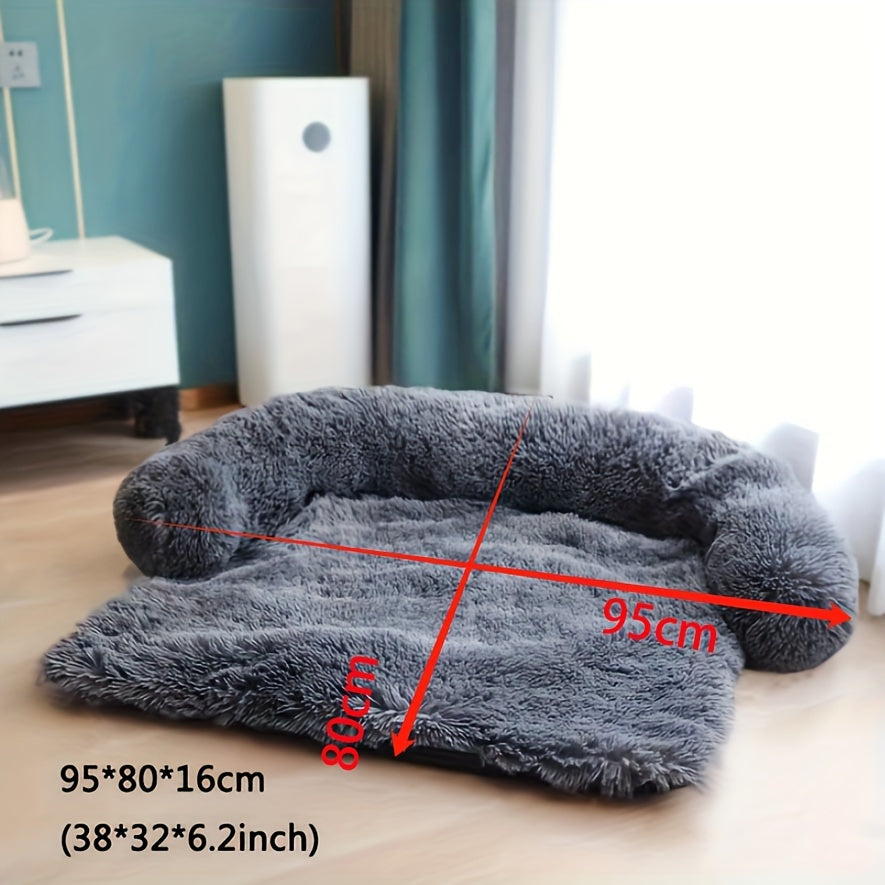 1pc Plush Dog Bed Soft Dog Cushion, Dual-purpose Integrated Pet Nest Mat, Plush Dog Cushion Sofa Furniture Protector With Removable Washable Cover For Large Medium Small Dogs Christmas Gift