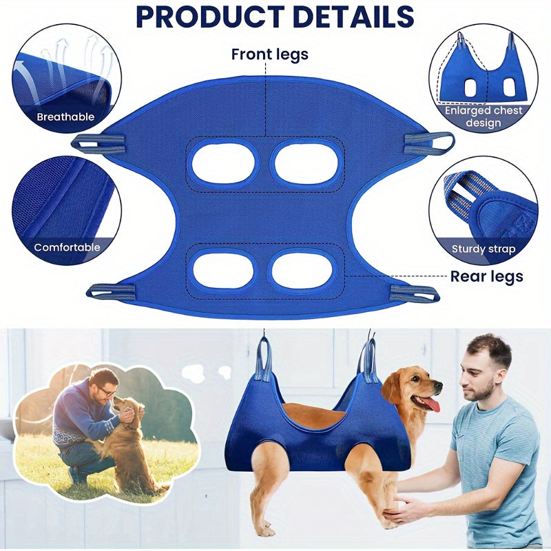 Comfort Grip Pet Hammock for Dogs & Cats - Ideal for Bathing, Trimming & Nail Clipping - Durable Polyester Material