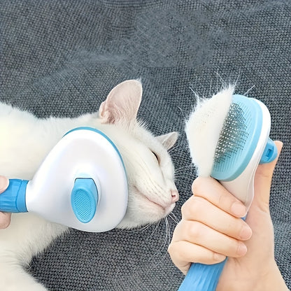 Dog and cat cleaning face comb, one click automatic hair removal, pet hair removal massage comb, cat and dog needle comb beauty cleaning brush